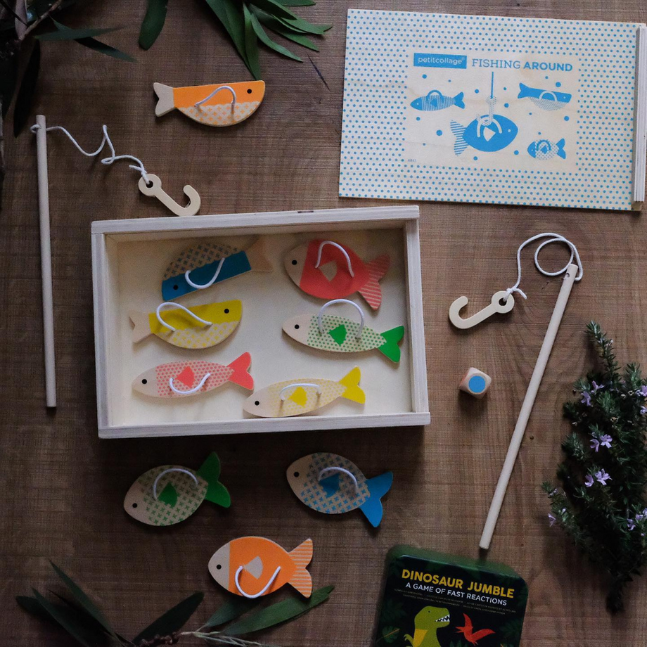 Petit Collage Eco Friendly Fishing Around Wooden Game, Ages 3+, 2-4 Players  